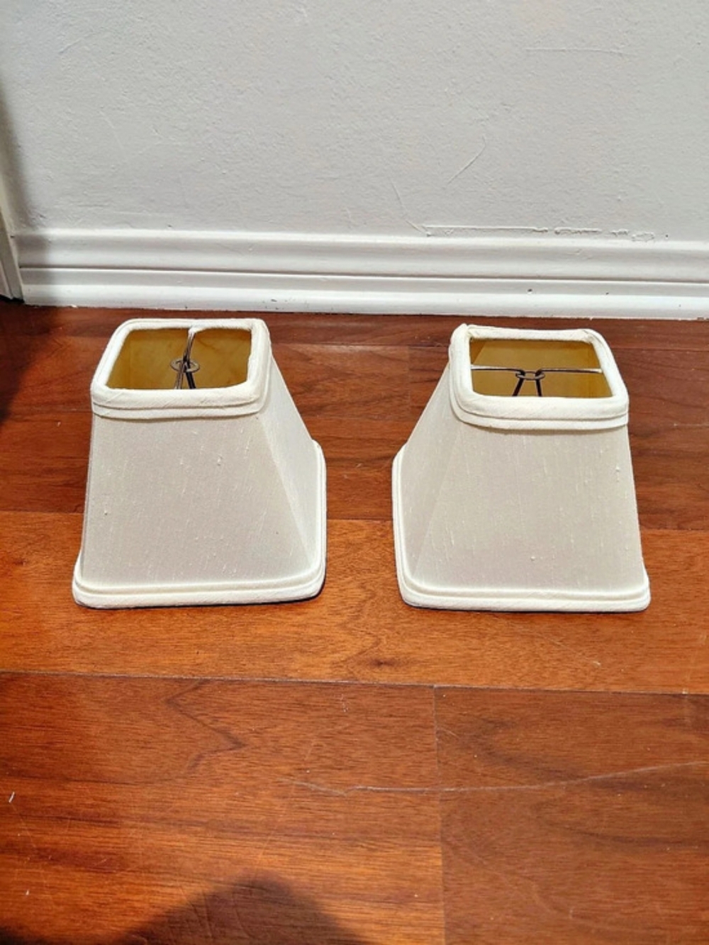 Pair of White Square Silk Mini Lamp shades